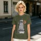 Olive t-shirt with Dalek holding burger and 'It's Dalektable' print