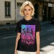 Olive T-Shirt With Neon Cyberpunk Warrior Women Graphic