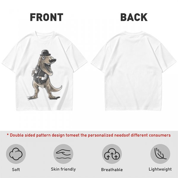 Olive T-Shirt with Gentleman T-Rex Dinosaur Print