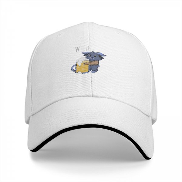 Black baseball cap with cute blue monster holding a foamy beer mug