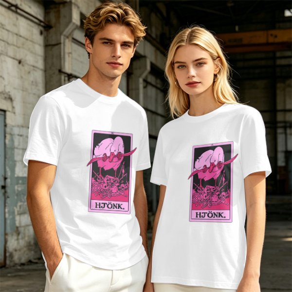 Olive T-Shirt With Tarot Card Style Goose Print HJÖNK