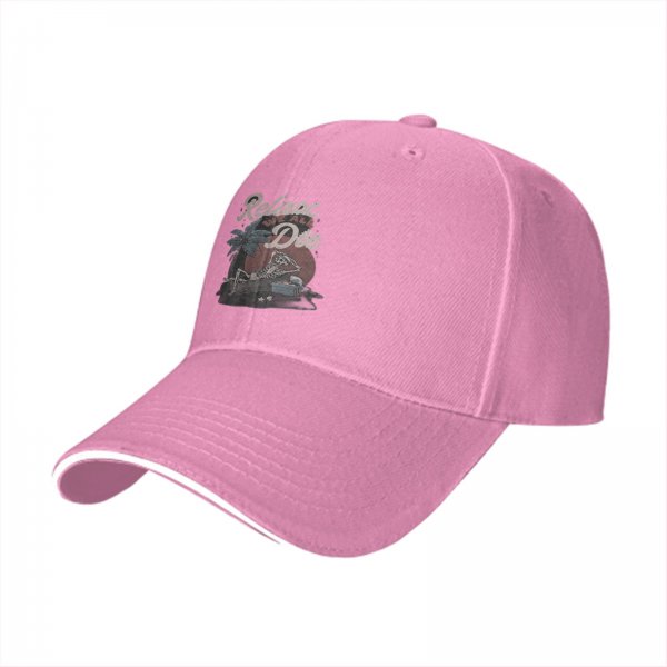 Black baseball cap with Relax Die skeleton palm tree graphic