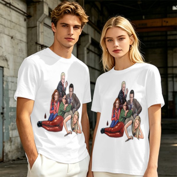 Olive Green T-Shirt with Buffy The Vampire Slayer Character Art Print