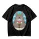 Olive Green T-Shirt with Totoro Holding Piranha Plant Print