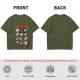 Olive T-Shirt With Sushi Cats Graphic Print