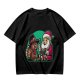 Olive T-Shirt with Santa and Thanksgiving Turkey Graphic
