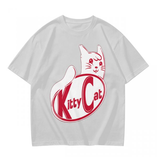 Olive green t-shirt with Kitty Cat graphic print