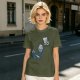 Olive T-Shirt With Rock Paper Scissors Cartoon Characters