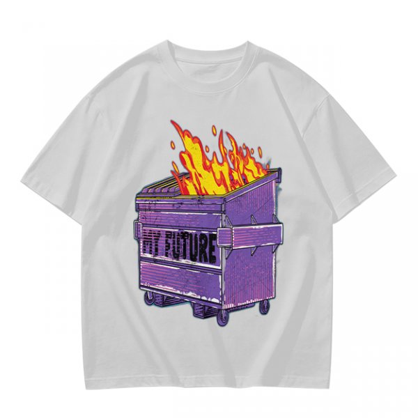Olive T-Shirt With Burning Dumpster 'My Future' Graphic