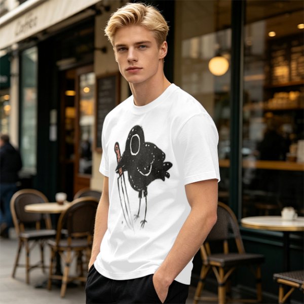 Olive T-Shirt With Dark Crow Holding Knife Graphic Print