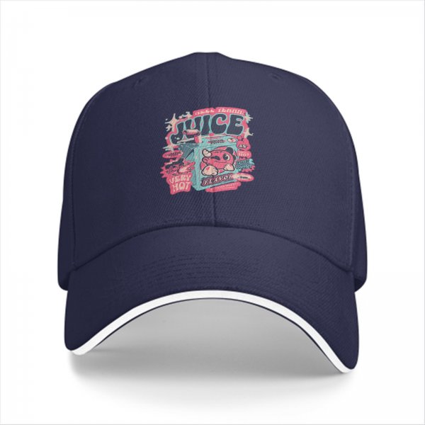 Black Baseball Cap With Retro Juice Box Graphic Print