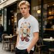Olive T-Shirt With Cat Sushi Chef Juggling Sushi Print