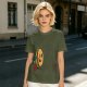 Olive T-Shirt With Cartoon Running Hamburger Character Print