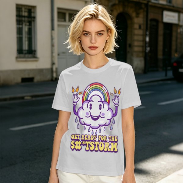 Get Ready For The Shitstorm Cloud Rainbow Graphic T-Shirt
