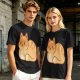 Olive Green T-Shirt With Cute Orange Tabby Cat Graphic