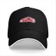 Black baseball cap with cute cat and pink floral graphic