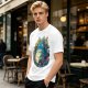 Olive T-Shirt with Whimsical Forest Spirit and Butterfly Print