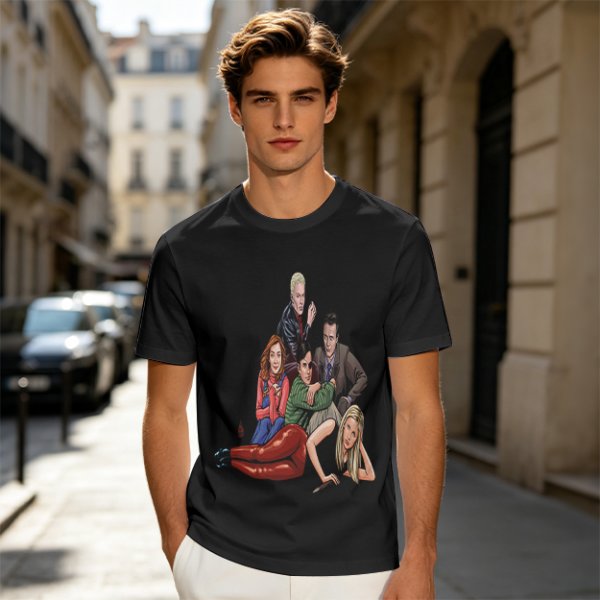 Olive Green T-Shirt with Buffy The Vampire Slayer Character Art Print