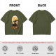 Olive T-Shirt With Dragon Silhouette Full Moon Graphic Print