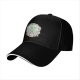 Black baseball cap with whimsical magical plant and mushroom graphic