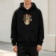 Black hoodie with cute cat ramen bowl graphic design