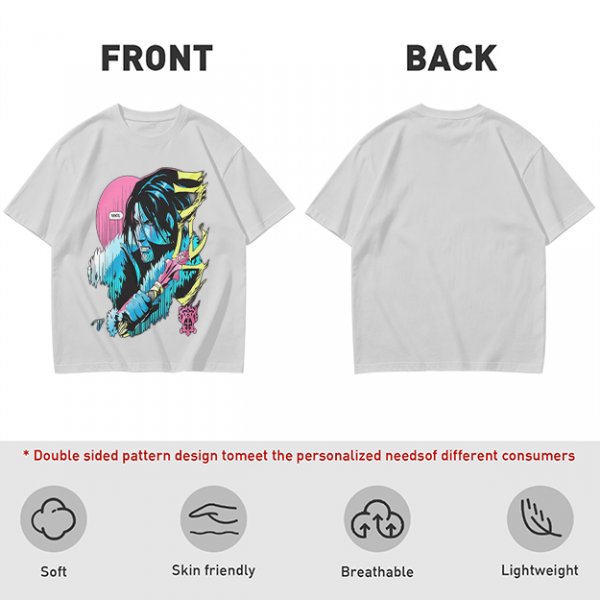 Olive T-shirt with Anime Vampire Hunter Character Graphic