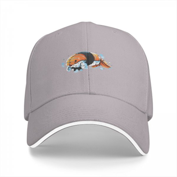 Black Baseball Cap With Cute Koi Fish Water Splash Artwork