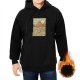 Black Hoodie With Retro Mountain And Sun Landscape Print