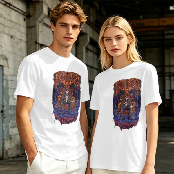 Olive Graphic T-Shirt With Dark Throne Skeleton Art Print