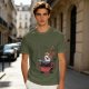 Olive T-shirt with Cute Sushi Dipping in Soy Sauce Graphic