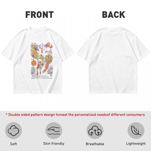 Olive Green T-Shirt With Surreal Mushroom And Vegetable Graphic Print