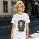 Olive T-shirt with 'More Plants Less People' Cat and Succulent Print