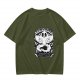Olive T-shirt with Ghost and Occult Graphic Print
