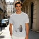 Olive Green T-Shirt With Chibi Bearded Man In Suit Graphic