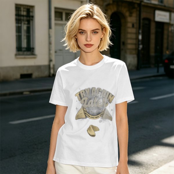 Olive T-Shirt With Try Again Later Fortune Cookie Print