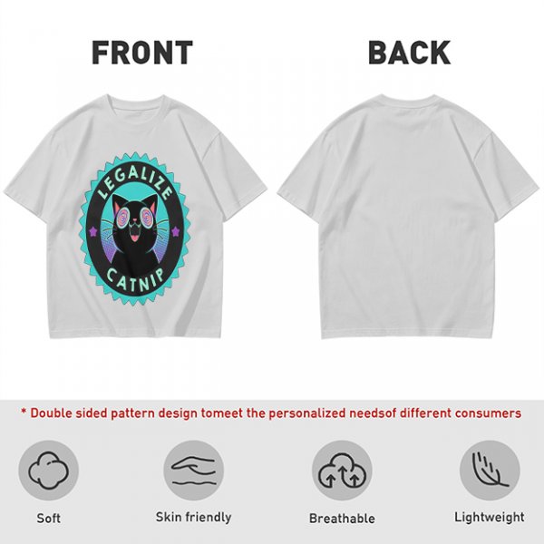 Olive T-Shirt with 'Legalize Catnip' Hypnotic Black Cat Graphic