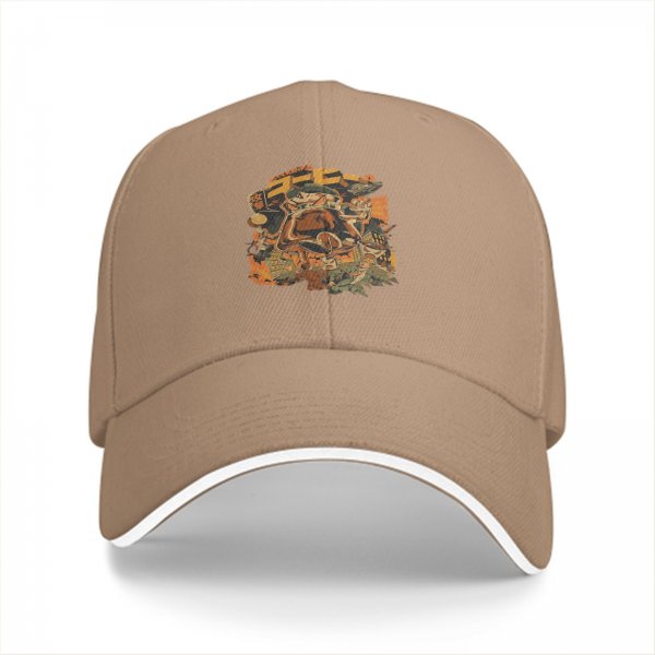 Black Baseball Cap with Vintage Themed Graphic Print