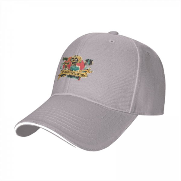 Black baseball cap with Playa de los Muertos beach club graphic
