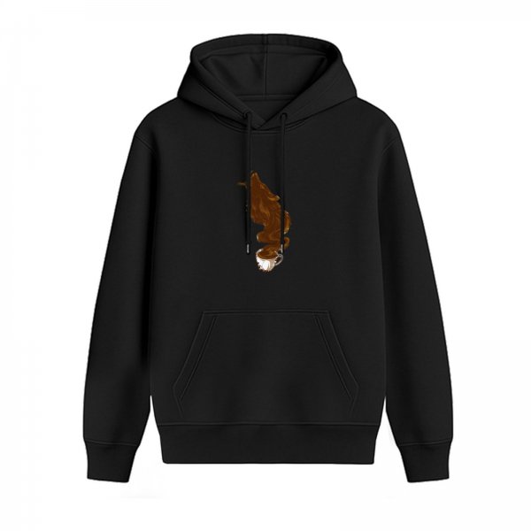 Black Hoodie With Coffee Steam Graphic Print