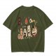 Olive T-Shirt with Japanese Food Monster Yokai Art Print