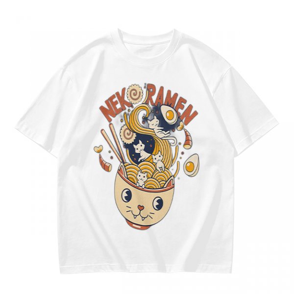 Neko Ramen Cat Bowl Graphic T-Shirt Design
