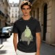 Olive T-shirt with whimsical forest spirit and small animal graphic print