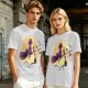 Olive t-shirt with witch flying on broom against full moon