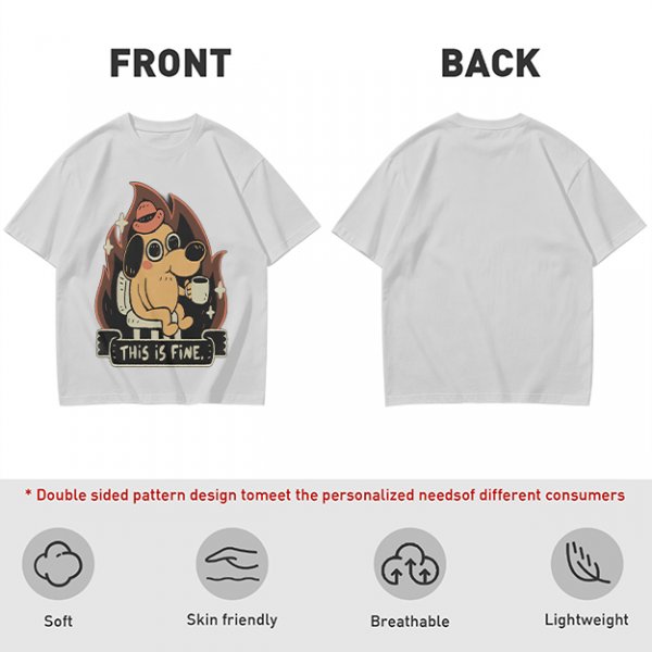 Olive T-Shirt Featuring the 'This Is Fine' Dog in Flames Holding Coffee