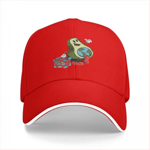 Black baseball cap with retro avocado traveler graphic