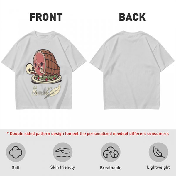 Olive T-Shirt With Funny Hamlet Ham And Skull Graphic Print