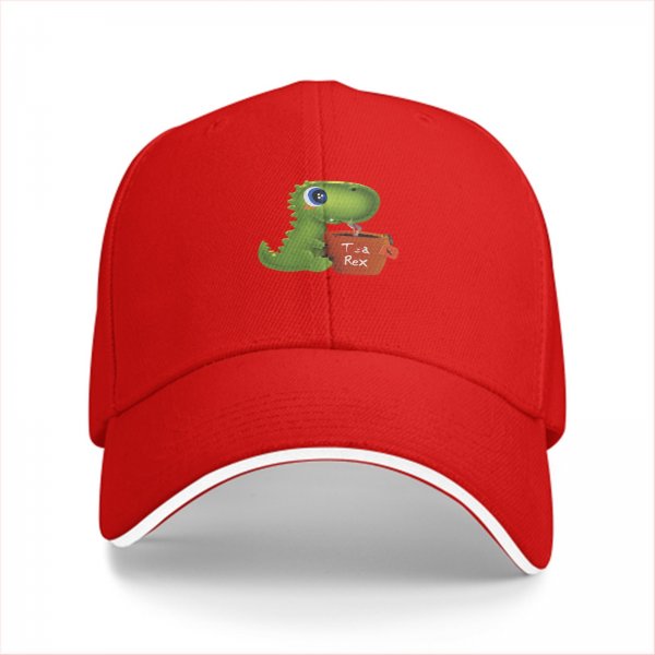 Black baseball cap with cute Tea Rex dinosaur graphic