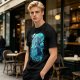Olive Green T-Shirt With Mystical Ancient Tree Face Print