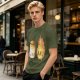 Olive T-Shirt With Cute Roasted Marshmallow And Fire Graphic