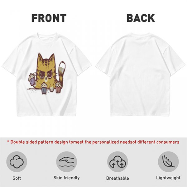 Olive T-Shirt With Angry Cat Holding Cupcakes Graphic Print